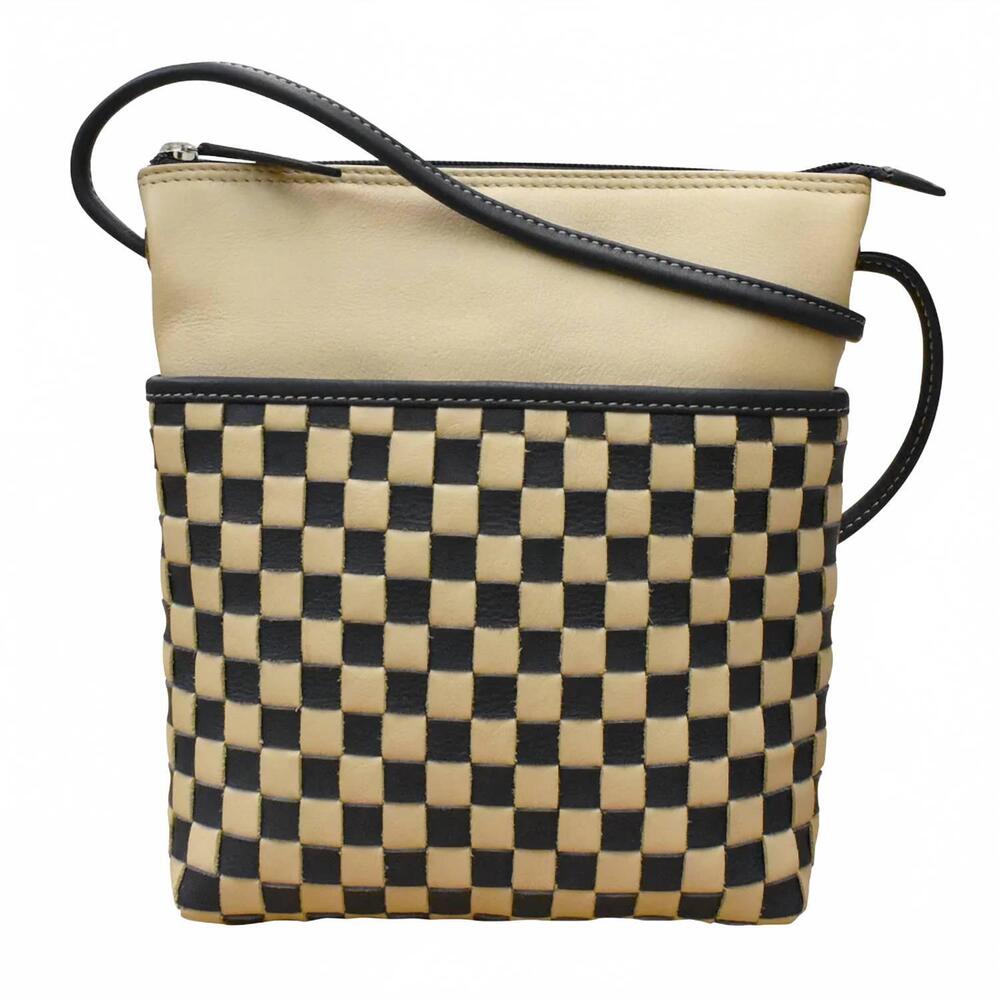 NEW ILI NEW YORK checkerboard crossbody bag in stone/classic navy